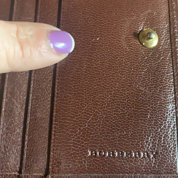 Burberry authentic brown leather wallet heymarket design check interior lining - Picture 4 of 10